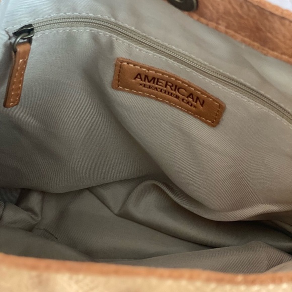 American Leather Co. Buttery Soft Tote Shopper Hobo Shoulder Bag Camel Brown - Picture 4 of 8